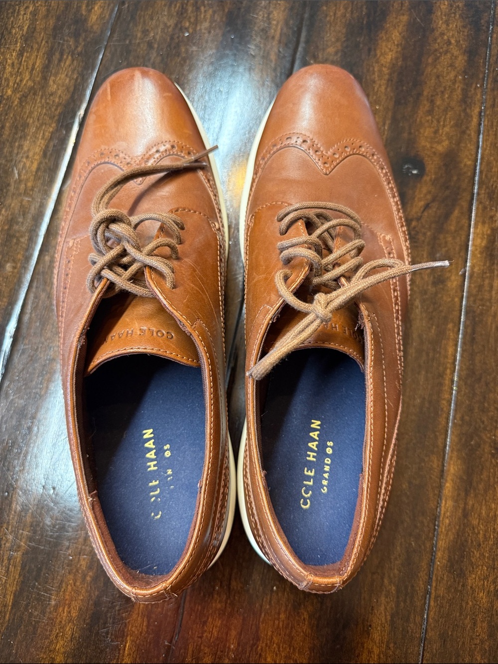 Cole Haan Brown Leather Wingtip Derby Shoes - Picture 3 of 5
